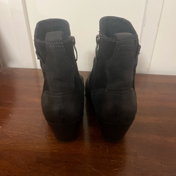 TAMARIS Black Distressed Leather Suede Ankle Boots Gel Footbeds size 40 (8.5) - Picture 6 of 13